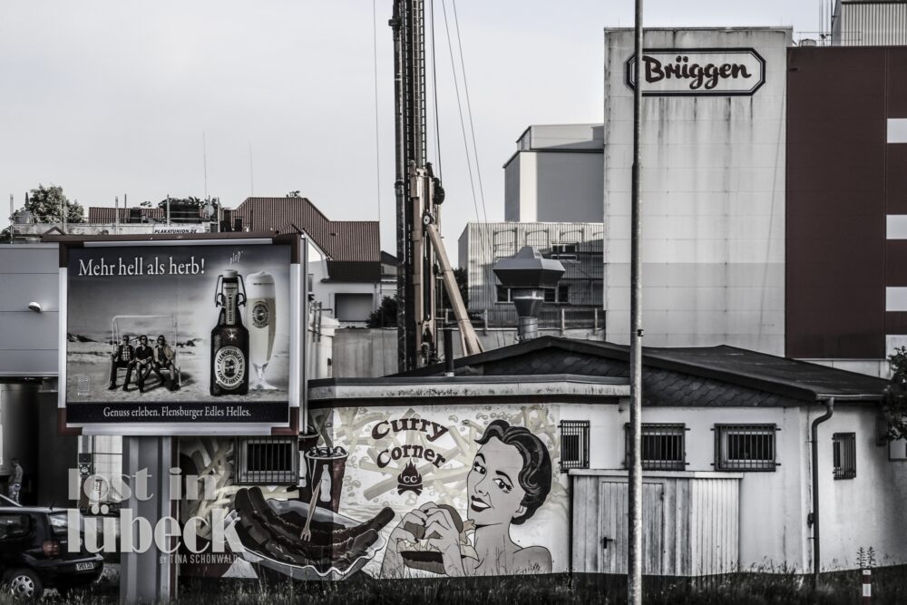 Konstinstrasse Lübeck alte Wandwerbung Blick auf Brüggen